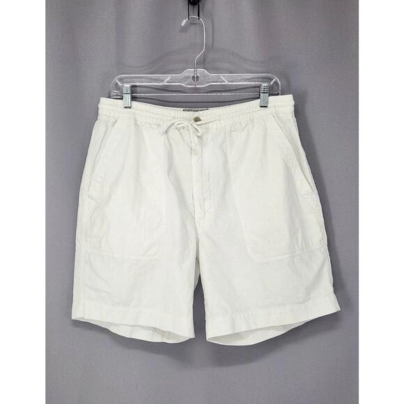 Bugle Boy Other - Retro Bugle Boy Shorts Mens 34X7 White Ramie Cotton Elastic Waist Casual 90s